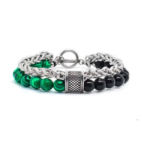 malachite lava stone bead bracelet