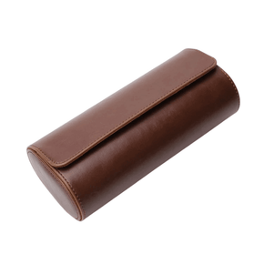 brown leather travel watch case