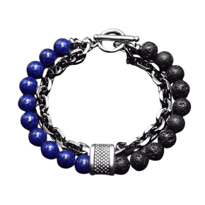 lapis lava bead bracelet. lava stone