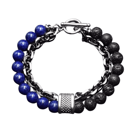 lapis lava bead bracelet. lava stone