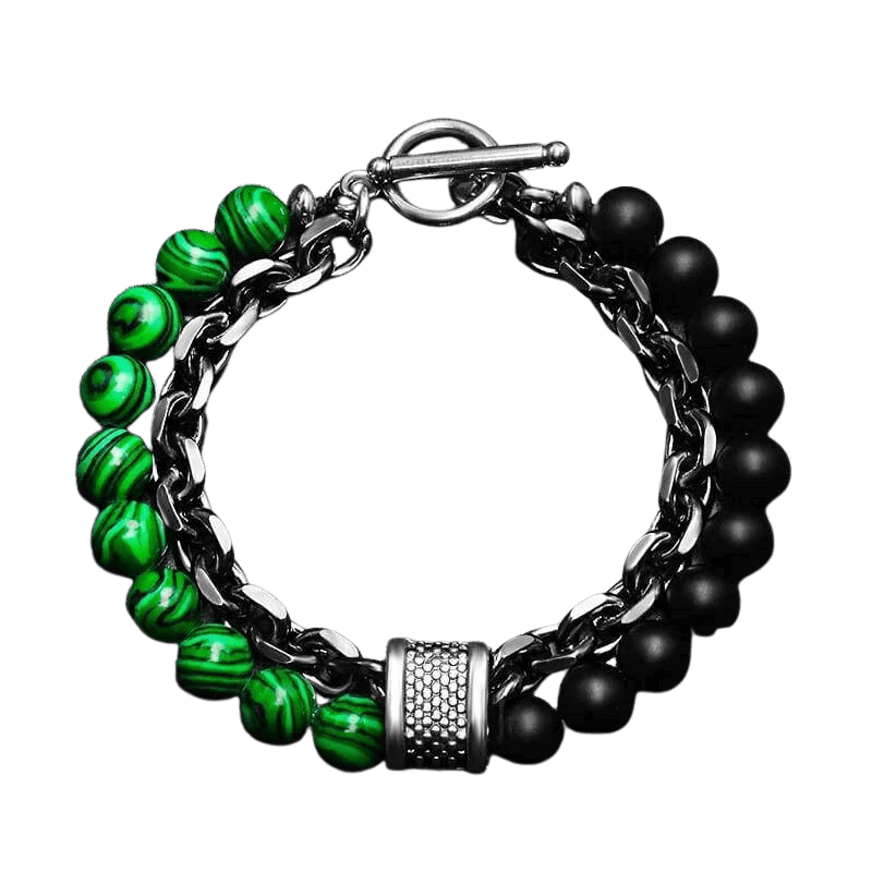 malachite lava bead bracelet. Lava stone